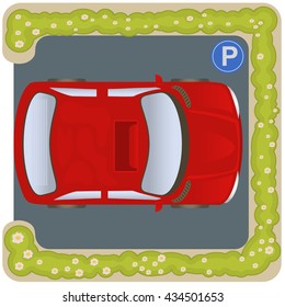 Vector illustration of a square car parking icon, top view
