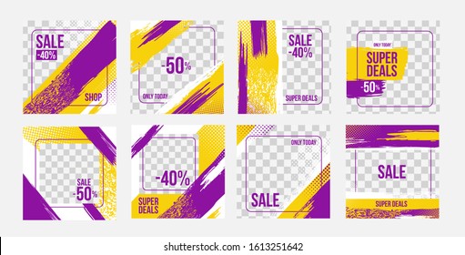 vector illustration. square fast advertising on social media networks. post and story decoration design, graphic stylish elements with photo frames