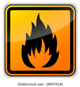 Vector illustration of square flammable sign on white background