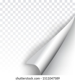 Vector illustration. The square format of the page flip template. 3d page turn concept. Leaf with shadow. Graphic elements for the design of emblems, advertising products and web pages. Curled corner