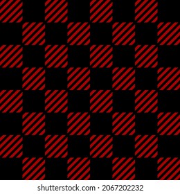 Vektorgrafik eines quadratischen Platzes, das aus schwarzen, obliken Linien besteht, die mit Rot verstreut sind.