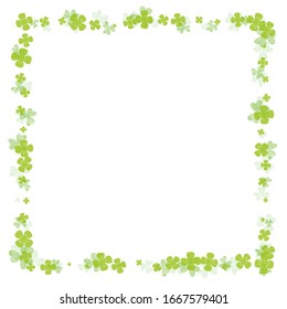 Vector illustration of a square frame of clover on white background.
