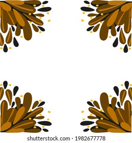 Vector illustration - square frame isolated with corners of yellow and ochre brown leaves in autumn style. For portait decoration, photo frame decoration, presentations, collages, memorable albums.