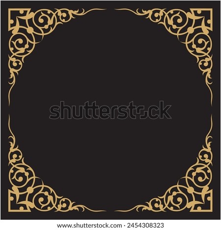 Vector illustration for  square frame ornament design pattern, gold design and balck background. Use it by inserting text in the center. Suitable for frames, calligraphy, paintings, decorations