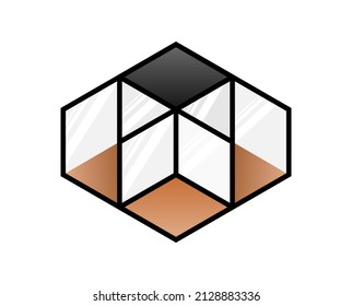 Vector illustration of a square glass room on a white background.