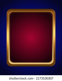 Vector illustration of square golden frame on dark blue background for design