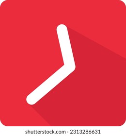 Vector illustration of square icon of a red analog clock.