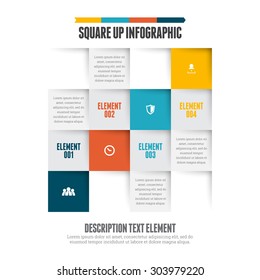 Vector illustration of square up infographic design element.