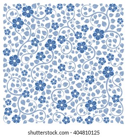 Vector illustration of square made with floral elements. Floral pattern, vintage doodle elements. Template for Greeting Card. Paisley Flowers Illustration Design