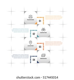 Vector illustration of square maze infographic design element.