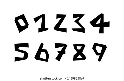Vector illustration of a square number font on a white background