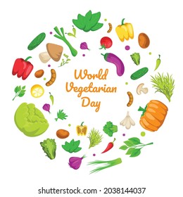 Vector illustration, square organic vegetable frames, wreath of veggies background. Farmers product.