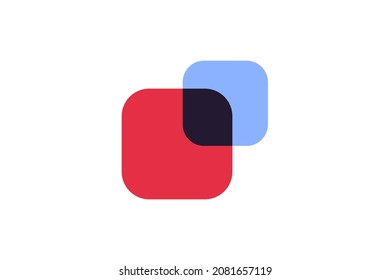 vector illustration of square paper logo icon with red and blue color.