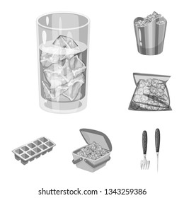 Vector illustration of square  and purity icon. Set of square  and frozen  stock symbol for web.