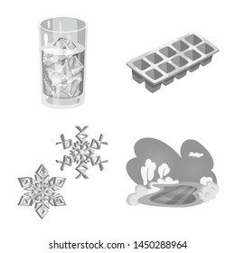 Vector illustration of square and purity symbol. Set of square and frozen stock vector illustration.