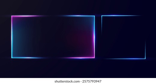 Vector illustration square and rectangle neon light blue and purple gradient
