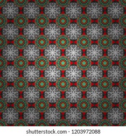 Vector illustration. Square scraps in oriental style. Ideal for printing on fabric or paper. Abstract seamless pattern in blue, gray and brown colors.