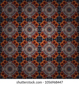 Vector illustration. Square seamless pattern composition in gray, black and pink colors for kerchief with floral motif.