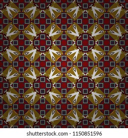 Vector illustration. Square seamless pattern composition in red, brown and gray colors for kerchief with floral motif.
