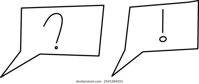 vector illustration of square silhouette dialog box design with question mark symbol,exclamation. in Doodle style