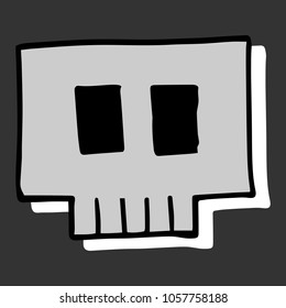 Vector illustration of a square skull. Symbol of pirates danger skull. Hand drawn cartoon skull.