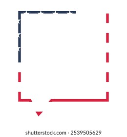 Vector illustration of square speech bubble frame in colors of USA flag. Patriotism, national holidays, or events celebrating American culture. Website designs for government agencies, educational