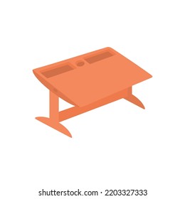 Vector illustration of a square wooden table on a white background