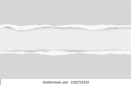 Vector illustration of the squared ripped paper for writing messages on gray abstract background. EPS10.