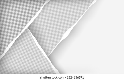 Vector illustration of the squared ripped paper for writing messages on gray abstract background. EPS10.