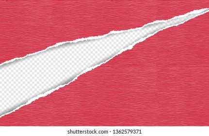 Vector illustration of the squared ripped red paper for writing messages on gray abstract background. EPS10.