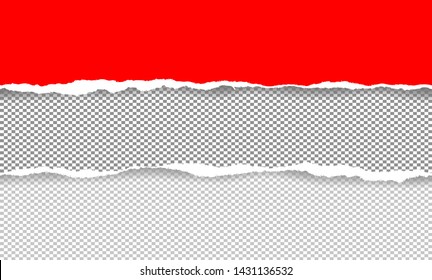 Vector illustration of the squared ripped red and gray gray papers abstract background. EPS10. Idea for writing messages.