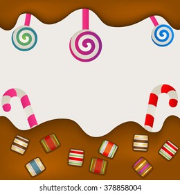 Vector illustration of squared sweet candy background 