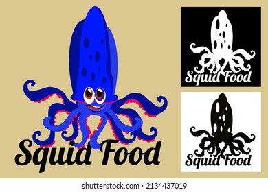 vector, illustration squid blue design for logo