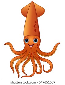 Vector illustration of Squid cartoon