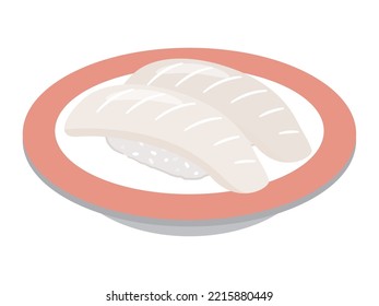 Ilustración vectorial del sushi de calamar