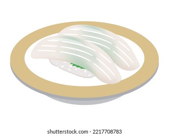 Vector illustration of squid sushi