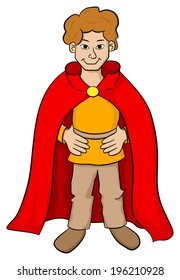 vector illustration of a squire with red cape