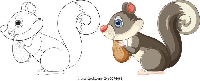 Vector illustration of a squirrel with an acorn