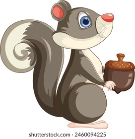 Vector illustration of a squirrel with an acorn
