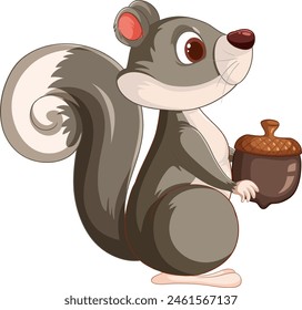 Vector illustration of a squirrel with an acorn