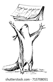 Vector illustration. Squirrel with a calendar.