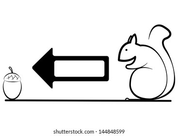 vector illustration of the squirrel goes to acorn