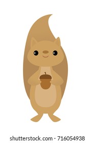Vector illustration of a squirrel holding an acorn
