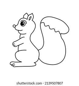 Vector illustration of  squirrel isolated on white background. For kids coloring book.