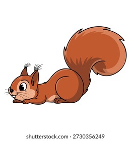 Ilustración vectorial de la ardilla aislada en el fondo blanco ideal para el bosque de la naturaleza de la fauna animal y las ilustraciones temáticas educativas del diseño