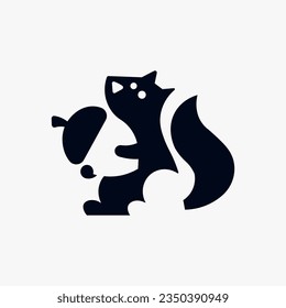 Vector illustration of squirrel and nut