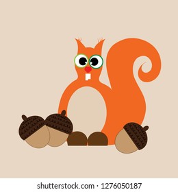 Vector illustration of squirrel with nuts.