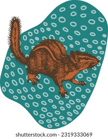 Vector illustration of squirrel on blue spot