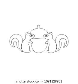 Vector illustration of squirrels with acorn