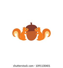 Vector illustration of squirrels with acorn